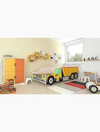 Lit enfant garçon Camion benne avec matelas et sommier inclus