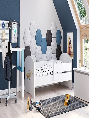 Lit enfant garçon LOU avec balustrade et matelas inclus