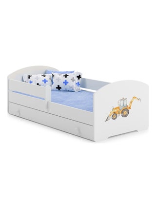 Lit enfant garçon LOU avec tiroir balustrade et matelas inclus