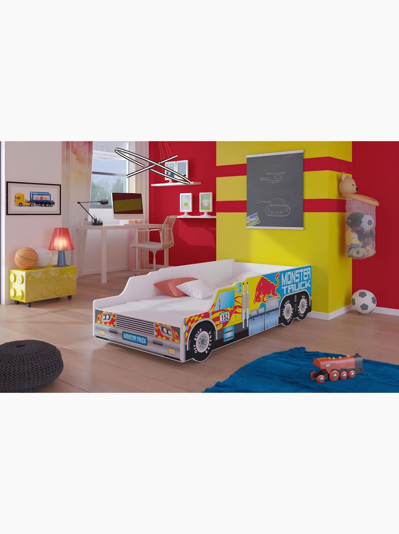 Lit enfant garçon Monster Truck avec matelas et sommier inclus Multicolore - Kiabi