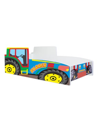 Lit enfant garçon tracteur coloré avec matelas et sommier inclus