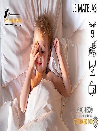 Lit enfant garçon tracteur jaune avec matelas et sommier inclus