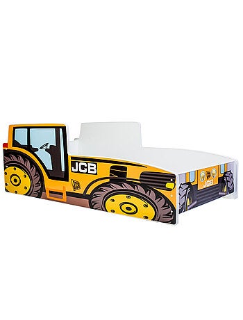 Lit enfant garçon tracteur jaune avec matelas et sommier inclus