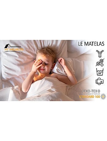 Lit enfant garçon tracteur jaune avec matelas et sommier inclus