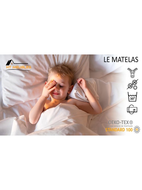 Lit enfant garçon tracteur jaune avec matelas et sommier inclus - Kiabi