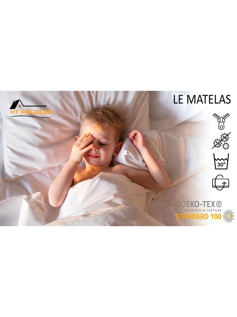 Lit enfant garçon tracteur rouge avec matelas et sommier inclus Blanc Rouge Noir - Kiabi