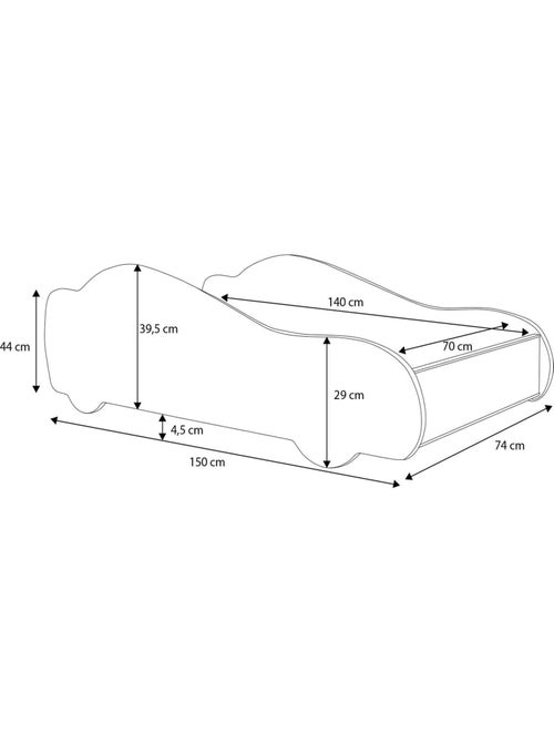 Lit enfant garçon voiture de police avec matelas et sommier inclus - Kiabi