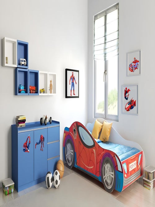 Lit enfant garçon voiture spider man avec matelas et sommier inclus - Kiabi