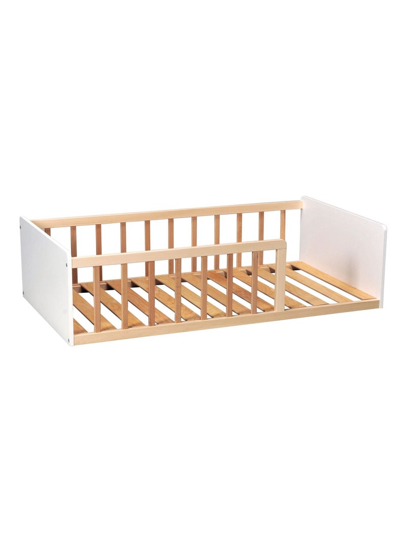 Lit enfant inspiration Montessori au sol à barreaux bicolore Marron clair - Kiabi