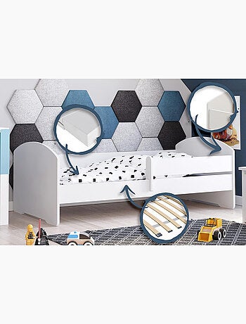 Lit enfant LOU avec balustrade et matelas inclus