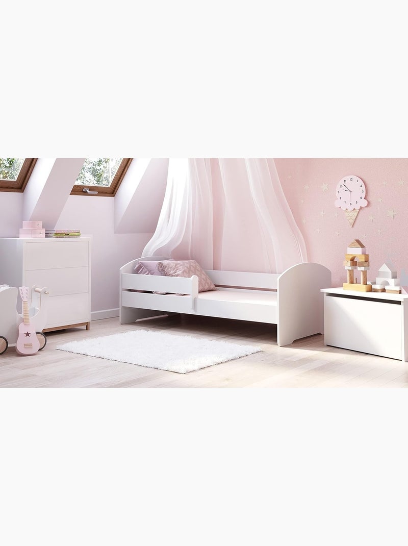 Lit enfant LOU avec balustrade et matelas inclus Blanc - Kiabi