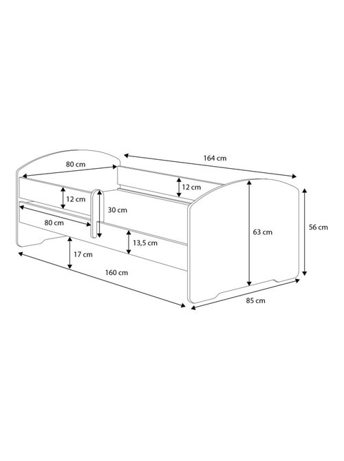 Lit enfant LOU avec balustrade et matelas inclus - Kiabi