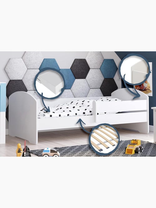 Lit enfant LOU avec balustrade et matelas inclus - Kiabi