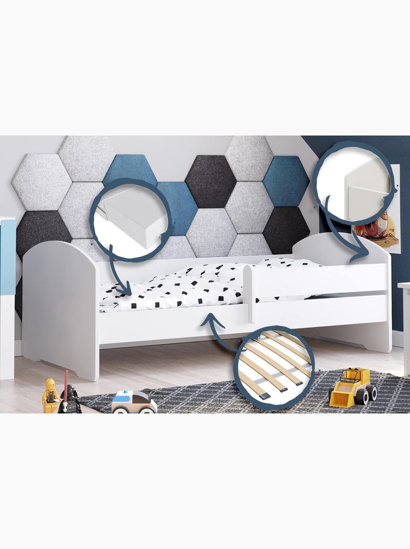 Lit enfant LOU avec balustrade et matelas inclus Blanc - Kiabi