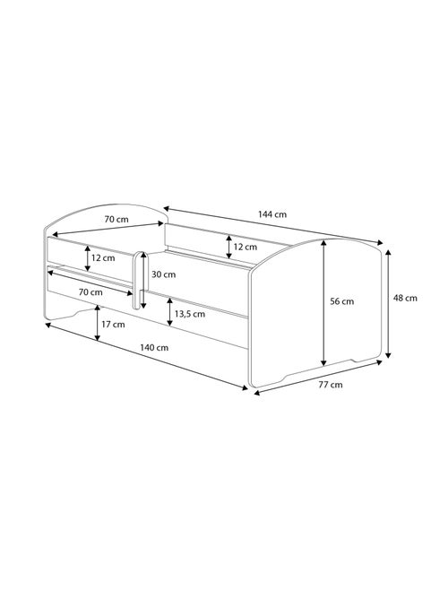 Lit enfant LOU avec balustrade et matelas inclus - Kiabi