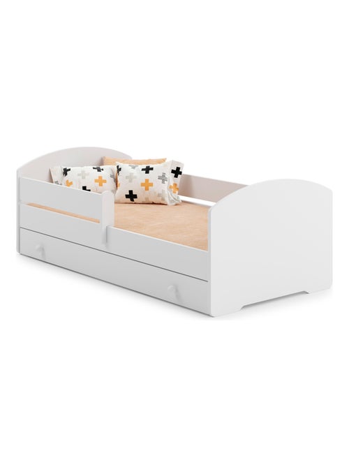 Lit enfant LOU avec tiroir balustrade et matelas inclus - Kiabi