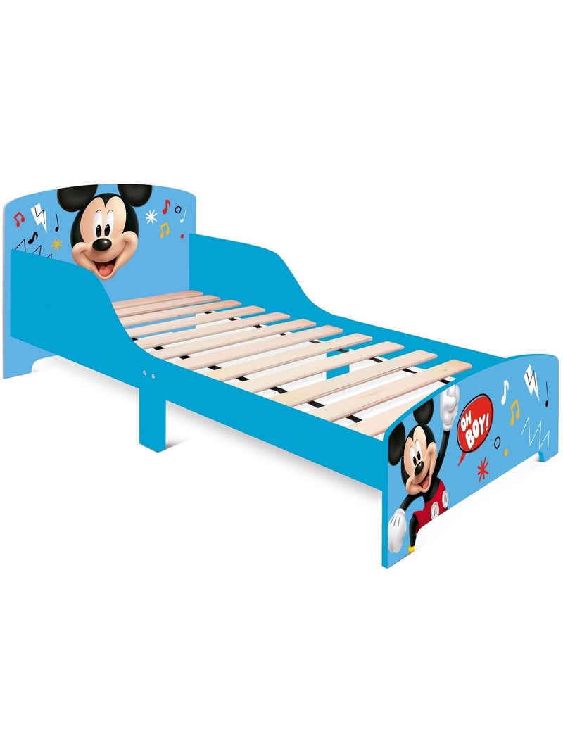 Lit enfant Mickey 70x140 cm - MDF bleu Bleu - Kiabi