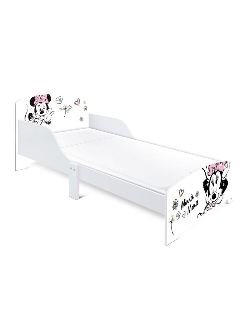 Lit enfant Minnie 70x140 cm - MDF blanc Blanc Noir - Kiabi