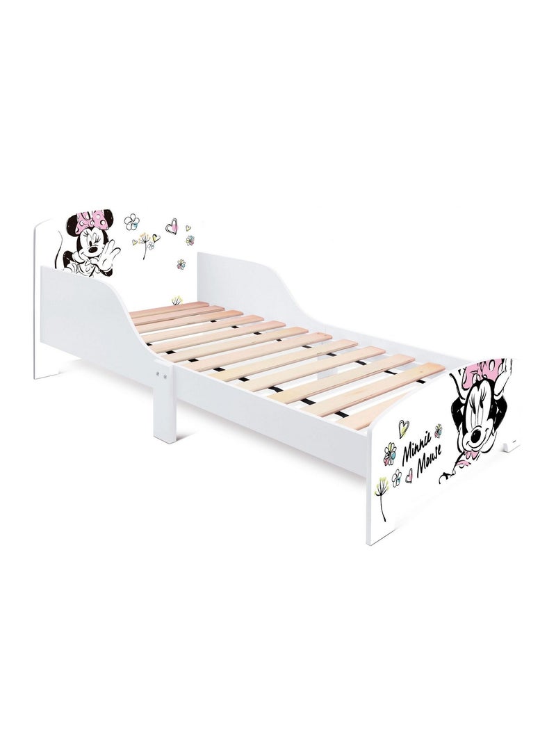 Lit enfant Minnie 70x140 cm - MDF blanc Blanc Noir - Kiabi