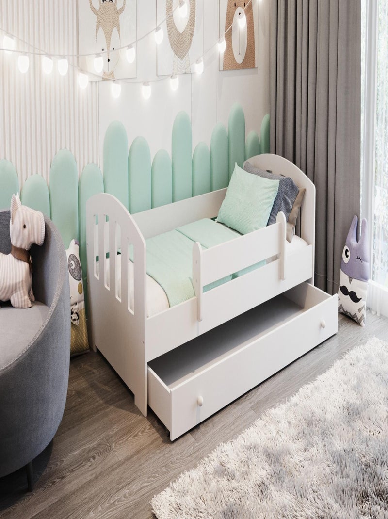 Lit enfant mixte garçon et fille Liam avec tiroir 160×80 Blanc - Kiabi