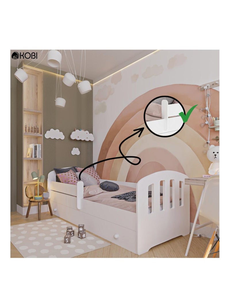 Lit enfant mixte garçon et fille Liam avec tiroir 160×80 Blanc - Kiabi