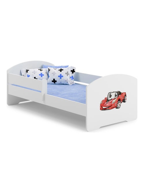 Lit enfant mixte garçon et fille LOU avec balustrade et matelas inclus - Kiabi
