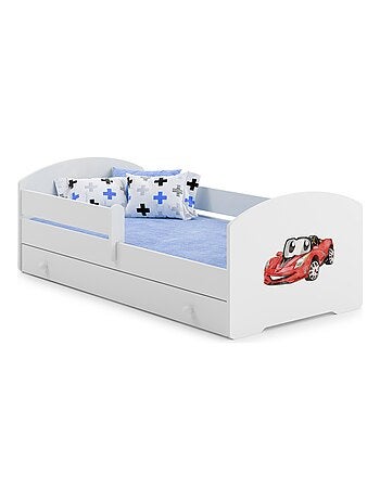 Lit enfant fille LOU avec tiroir balustrade et matelas inclus