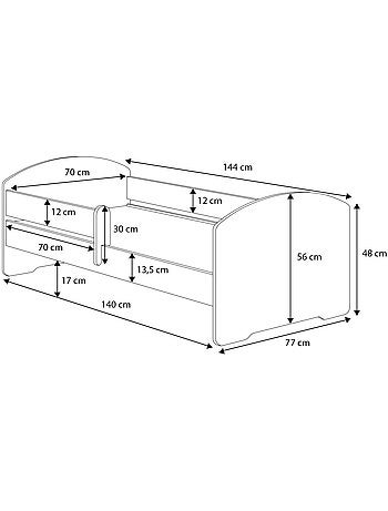 Lit enfant fille LOU avec tiroir balustrade et matelas inclus