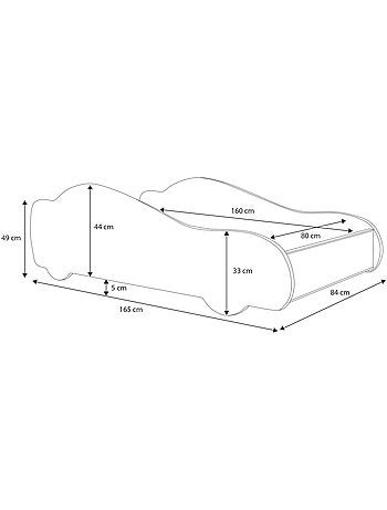 Lit enfant mixte garçon et fille voiture rouge avec matelas et sommier inclus