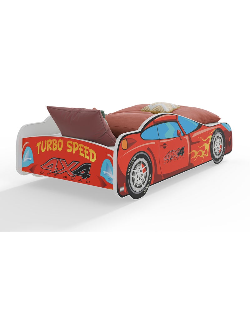 Lit enfant mixte garçon et fille voiture rouge avec matelas et sommier inclus Rouge - Kiabi