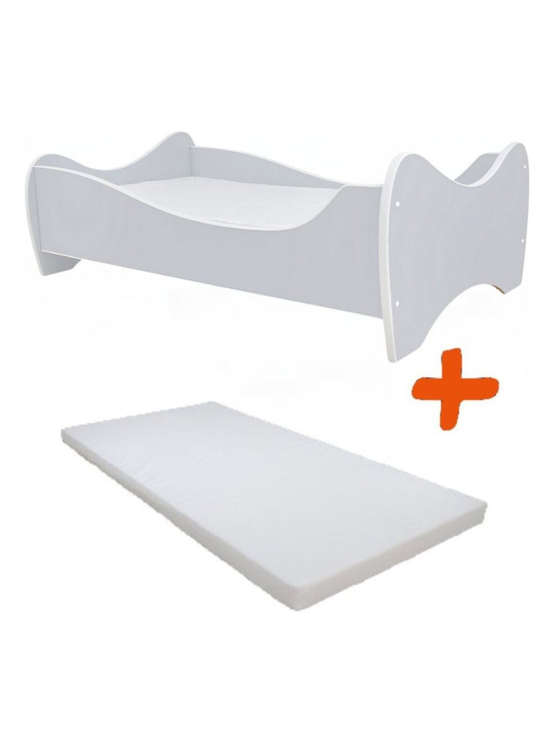 Lit enfant modèle Midi Color Pastel couleur gris clair Lit+Matelas -140x70cm Gris - Kiabi