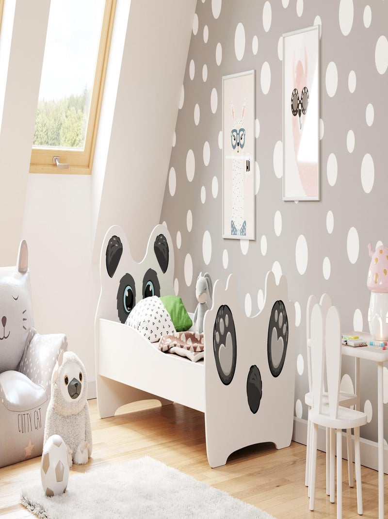 Lit enfant MOUNA avec matelas et cadre Blanc Noir - Kiabi