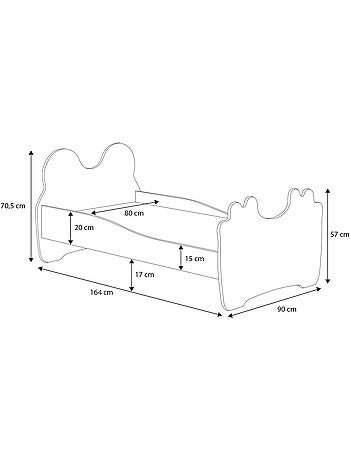 Lit enfant fille mouna avec tiroir matelas et cadre inclus