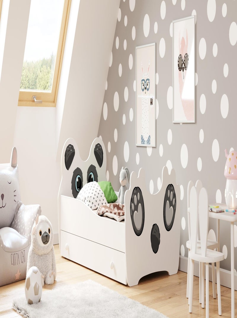 Lit enfant mouna avec tiroir matelas et cadre inclus Blanc Noir - Kiabi
