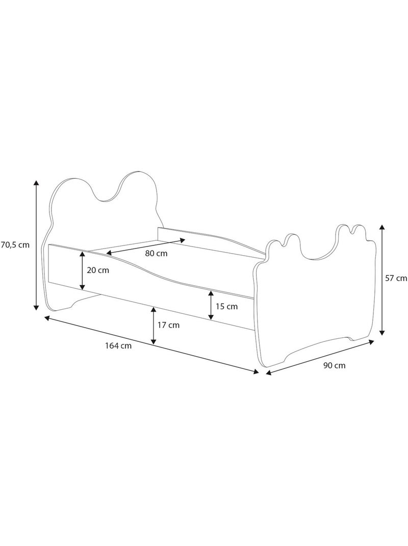 Lit enfant mouna avec tiroir matelas et cadre inclus Blanc Noir - Kiabi