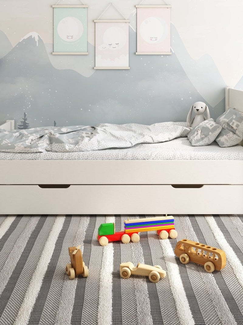 Lit enfant pin massif  ACHILLE Blanc - Kiabi