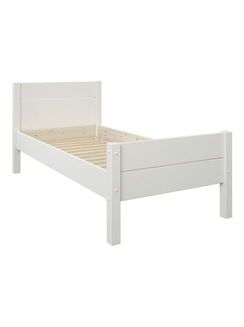 Lit enfant pin massif  ACHILLE Blanc - Kiabi