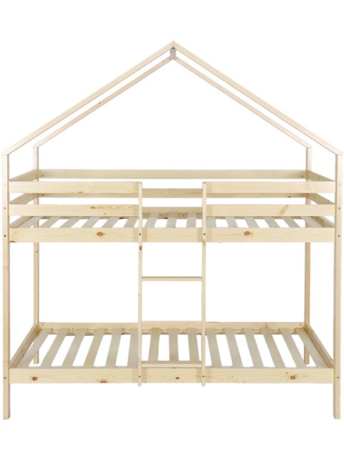 Lit enfant superposé cabane 90 x 190 cm pin naturel roya - Kiabi Lit enfant superposé cabane 90 x 190 cm pin naturel roya - Kiabi