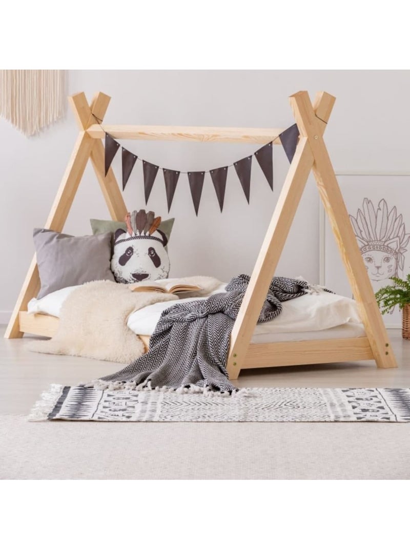 Lit enfant tp 70×160 cm pin massif Beige - Kiabi