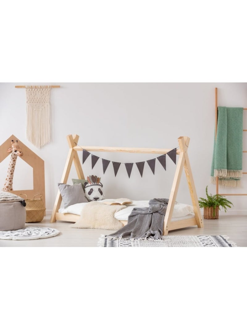 Lit enfant tp 70×160 cm pin massif Beige - Kiabi