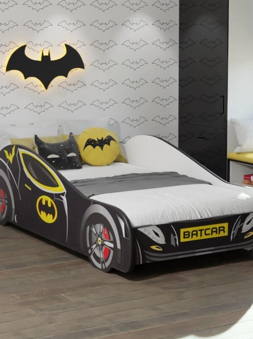 Lit Enfant Voiture Batman Noir – Design Batcar, Batmobile - 140 x 70 cm sommier inclus - Kiabi