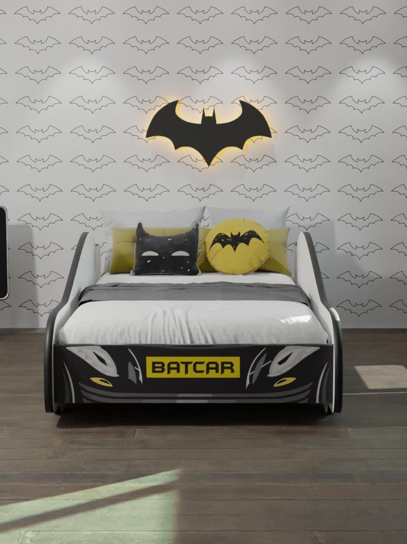 Lit Enfant Voiture Batman Noir – Design Batcar, Batmobile - 140 x 70 cm sommier inclus Noir - Kiabi