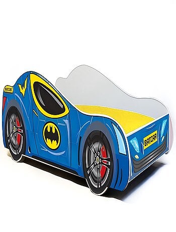 Lit Enfant Voiture De Batman Batcar Bleu Avec Et Sommier Inclus