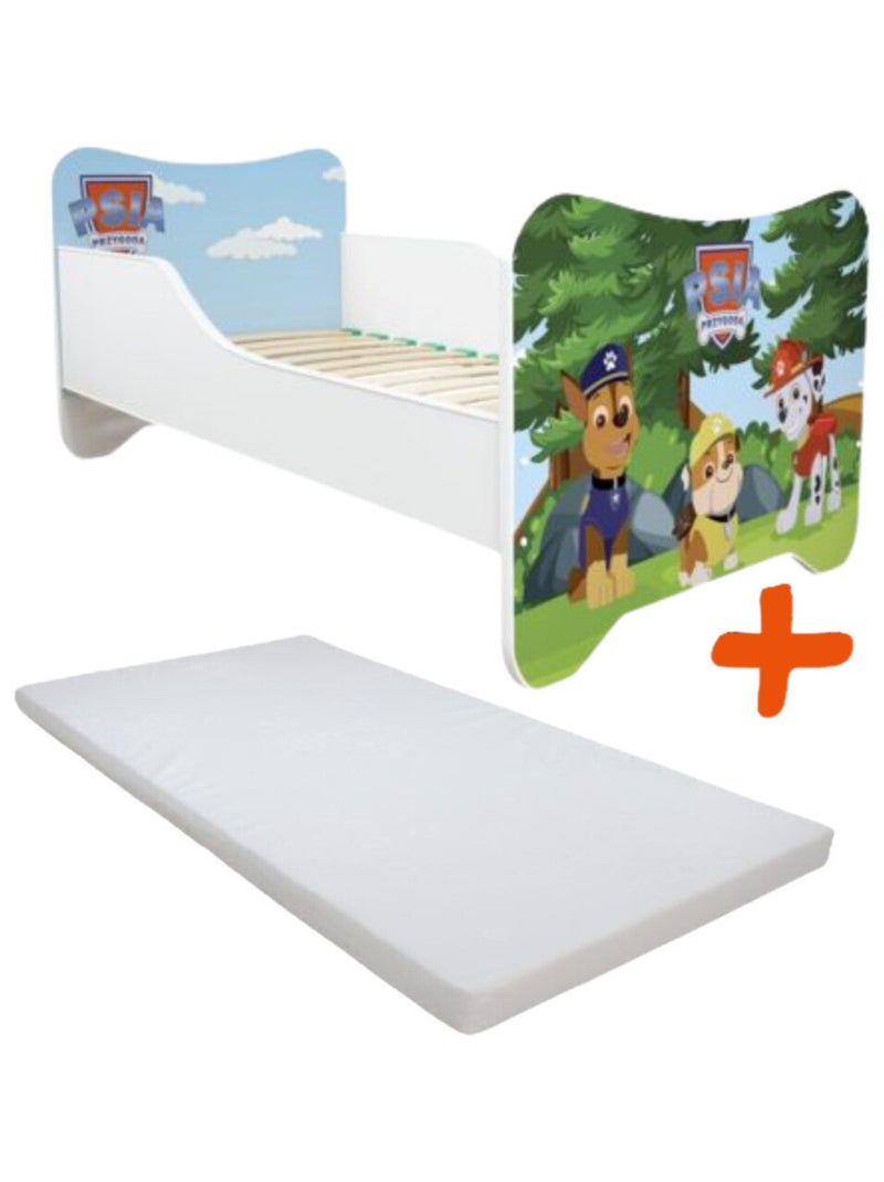 Lit et Matelas - Lit Enfant Pat'Patrouille en Fôret - Happy Kitty - 140 x 70 cm Multicolore - Kiabi