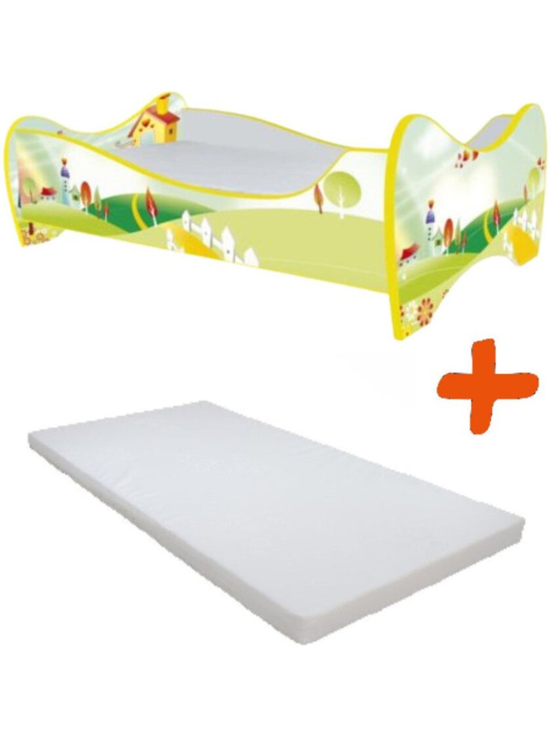 Lit et Matelas - Lit Enfant Village Princesse et Prince - 140 x 70 cm Multicolore - Kiabi