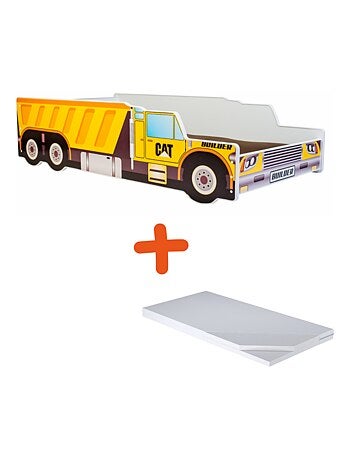 Lit et Matelas Camion Benne Jaune - 140 x 70 cm