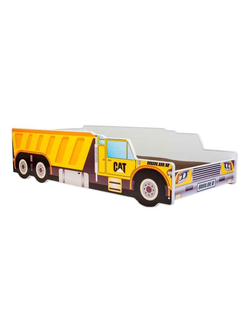 Lit et Matelas Camion Benne Jaune  - 140 x 70 cm Jaune - Kiabi