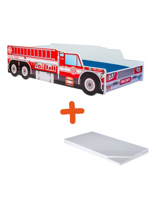 Lit et Matelas Camion de pompier - 140 x 70 cm - Kiabi