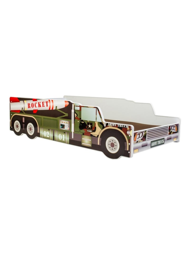 Lit et Matelas Camion militaire avec fusée - 140 x 70 cm Vert - Kiabi