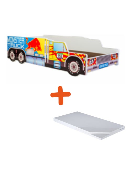 Lit et Matelas Camion Monster Truck - 140 x 70 cm - Kiabi